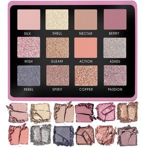 Nude Pink Rose Eyeshadow Palette - 12 Highly Pigmented Shimmer Matte Colors